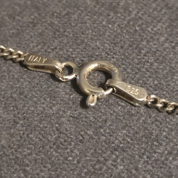 Sterling Silver Larimar & Raw Amber Pendant Necklace, Italian 925 Chain - Picture 3 of 6